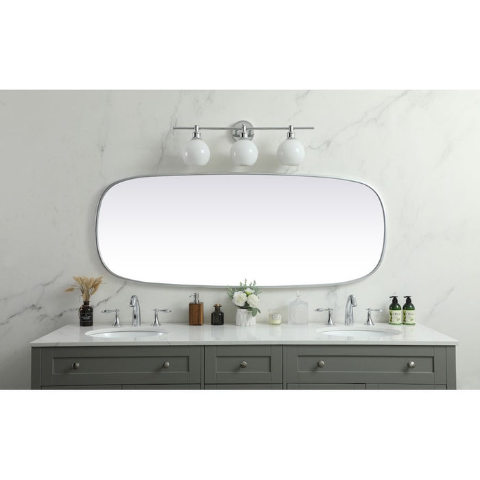 Elegant Decor Brynn Metal Frame Oval Mirror 24X60", Silver