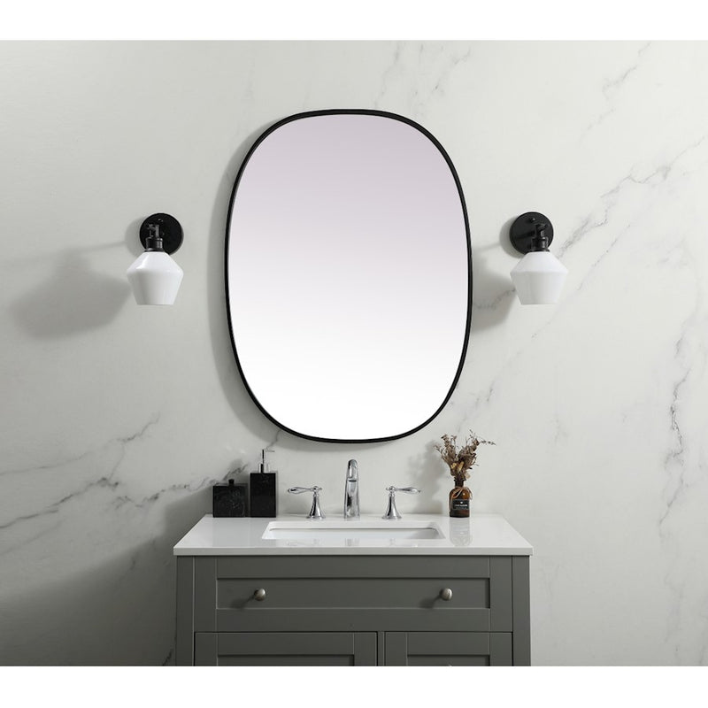 Elegant Decor Brynn Metal Frame Oval Mirror 27X36", Black