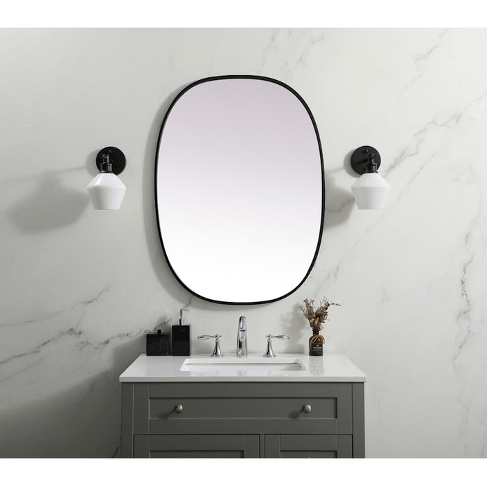 Elegant Decor Brynn Metal Frame Oval Mirror 27X36", Black