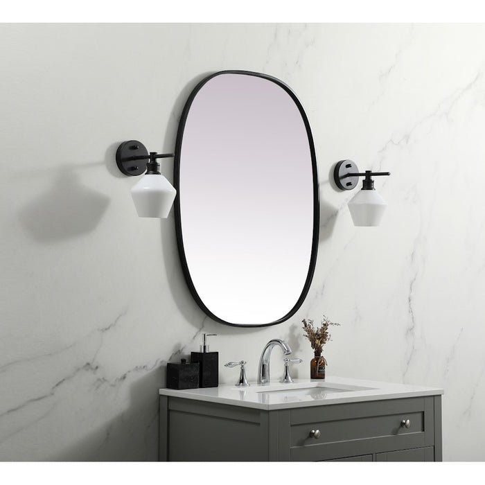 Elegant Decor Brynn Metal Frame Oval Mirror 27X36", Black