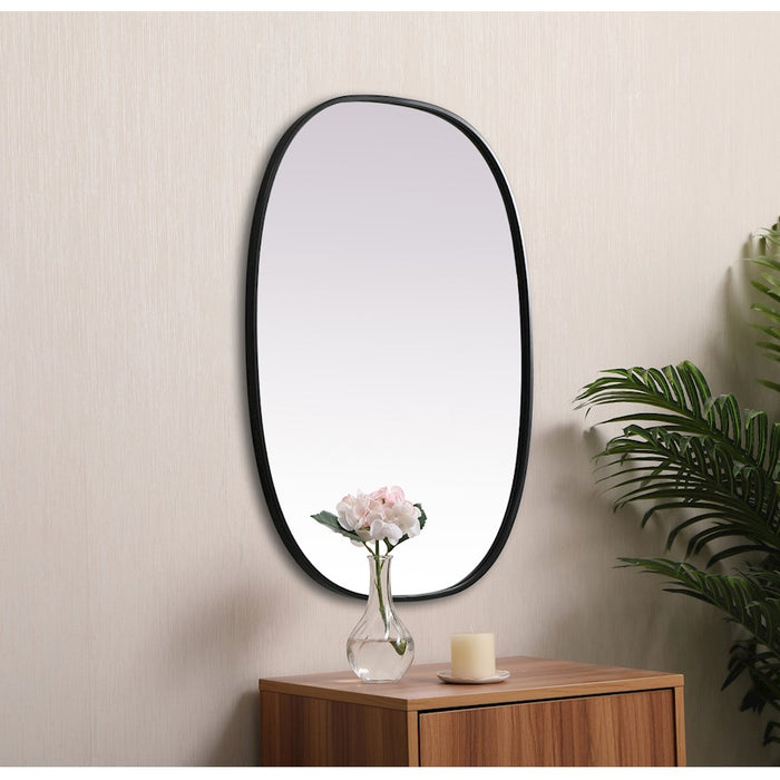 Elegant Decor Brynn Metal Frame Oval Mirror 27X36", Black