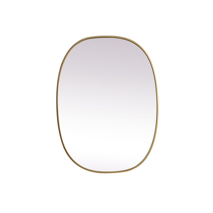 Elegant Decor Brynn Metal Frame Oval Mirror 27X36", Brass