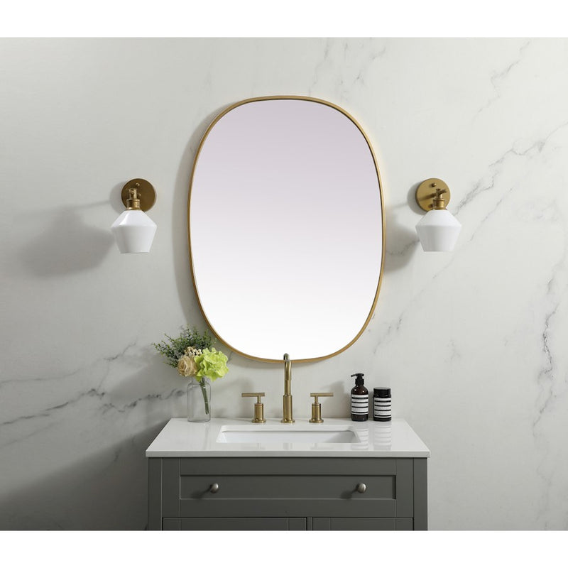 Elegant Decor Brynn Metal Frame Oval Mirror 27X36", Brass