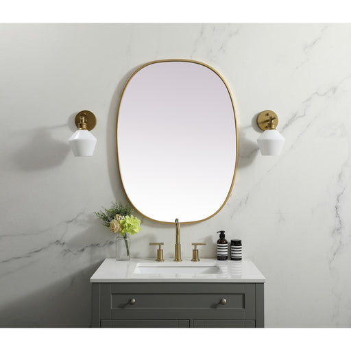 Elegant Decor Brynn Metal Frame Oval Mirror 27X36", Brass