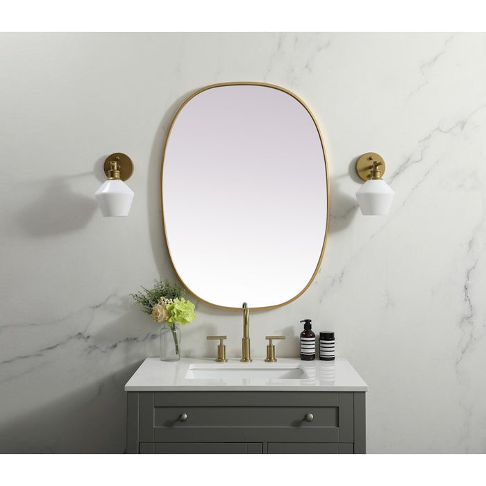 Elegant Decor Brynn Metal Frame Oval Mirror 27X36", Brass