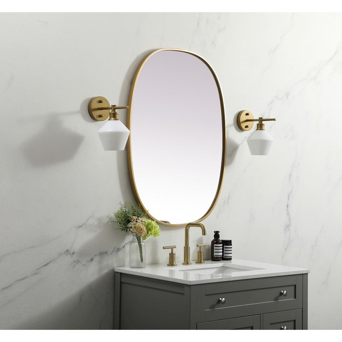 Elegant Decor Brynn Metal Frame Oval Mirror 27X36", Brass