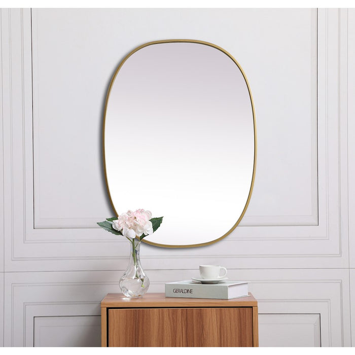 Elegant Decor Brynn Metal Frame Oval Mirror 27X36", Brass