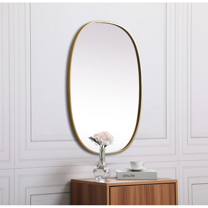 Elegant Decor Brynn Metal Frame Oval Mirror 27X36", Brass
