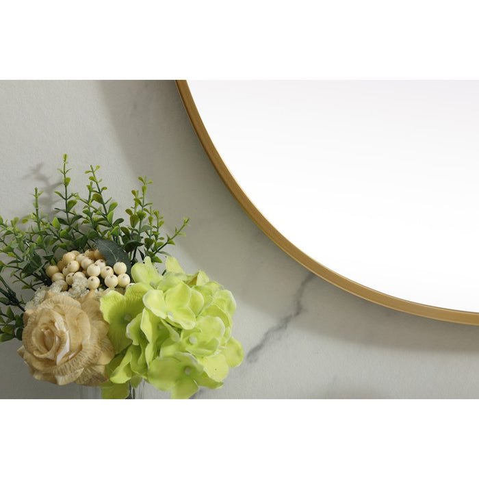 Elegant Decor Brynn Metal Frame Oval Mirror 27X36", Brass