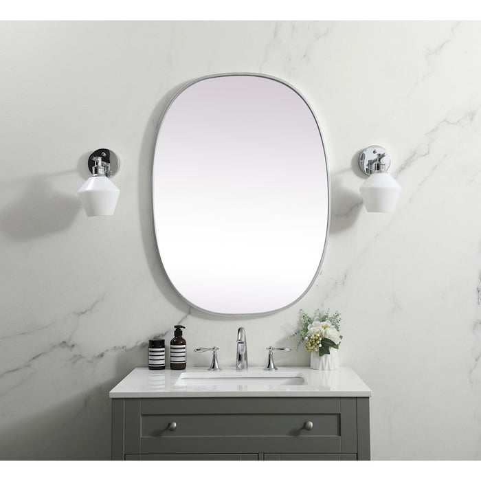 Elegant Decor Brynn Metal Frame Oval Mirror 27X36", Silver