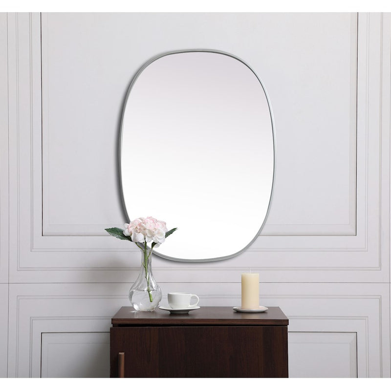 Elegant Decor Brynn Metal Frame Oval Mirror 27X36", Silver
