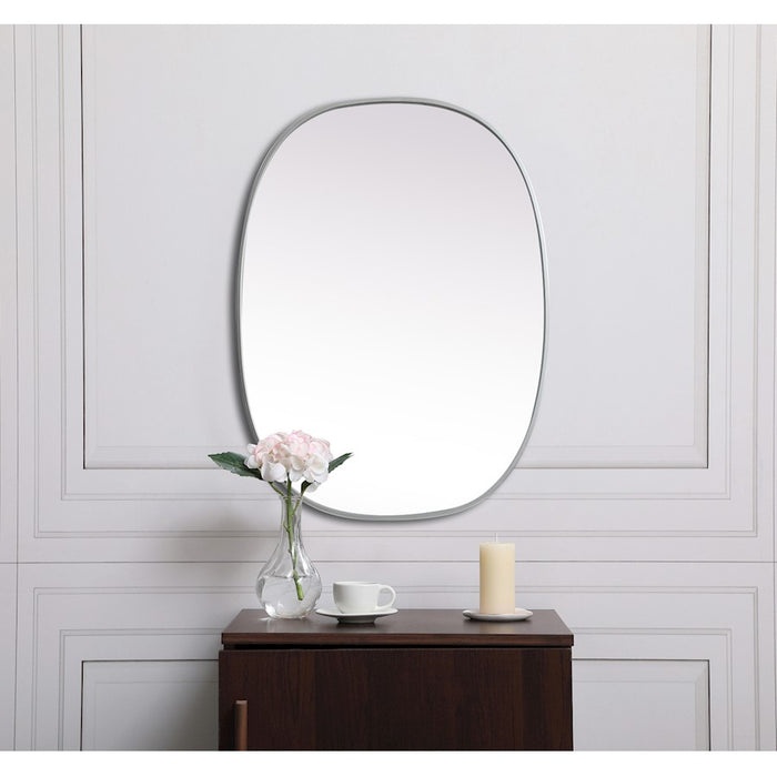 Elegant Decor Brynn Metal Frame Oval Mirror 27X36", Silver