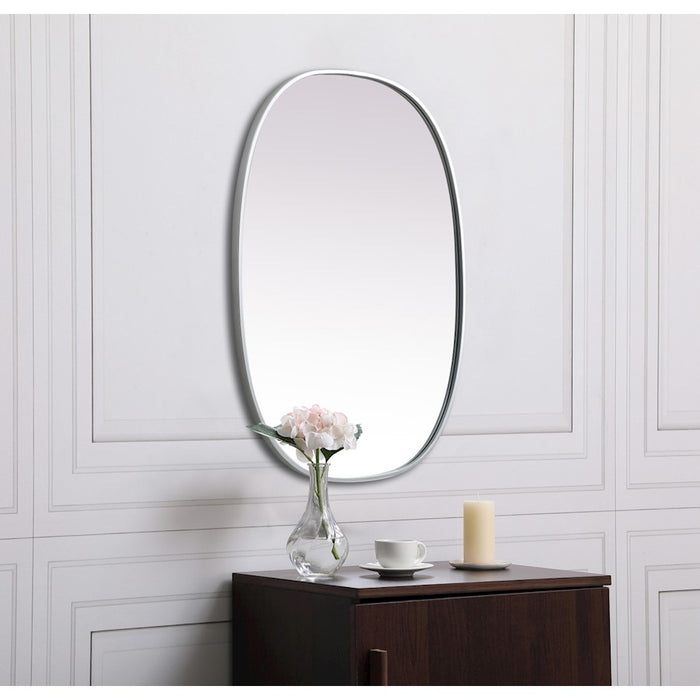 Elegant Decor Brynn Metal Frame Oval Mirror 27X36", Silver