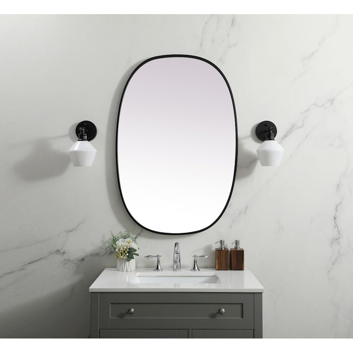 Elegant Decor Brynn Metal Frame Oval Mirror 27X40", Black