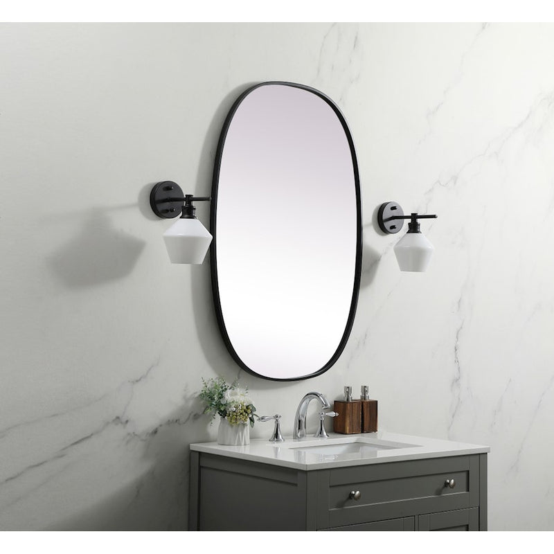 Elegant Decor Brynn Metal Frame Oval Mirror 27X40", Black