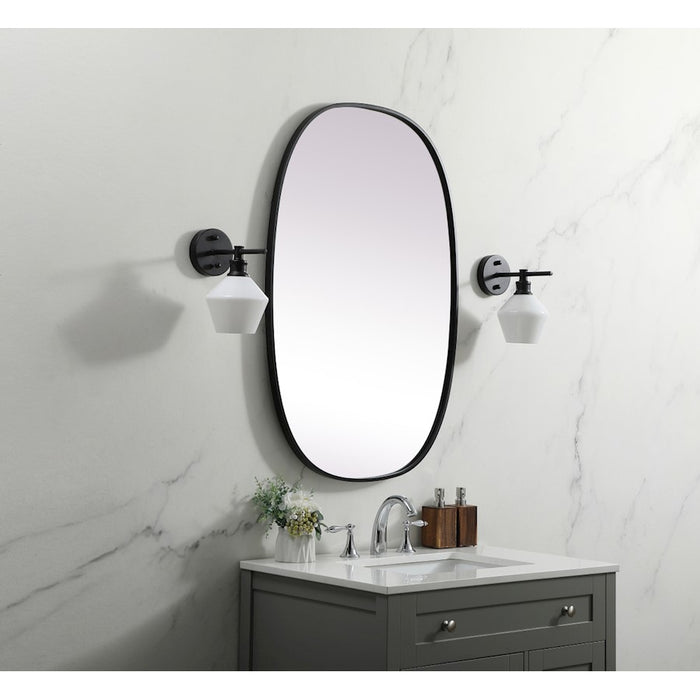 Elegant Decor Brynn Metal Frame Oval Mirror 27X40", Black