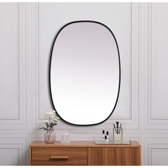 Elegant Decor Brynn Metal Frame Oval Mirror 27X40", Black