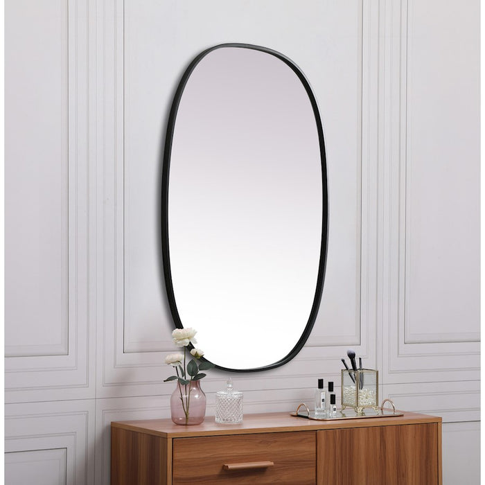 Elegant Decor Brynn Metal Frame Oval Mirror 27X40", Black
