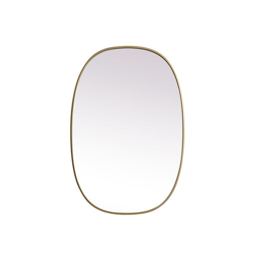 Elegant Decor Brynn Metal Frame Oval Mirror 27X40", Brass