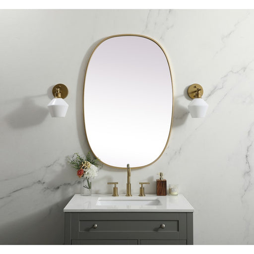 Elegant Decor Brynn Metal Frame Oval Mirror 27X40", Brass
