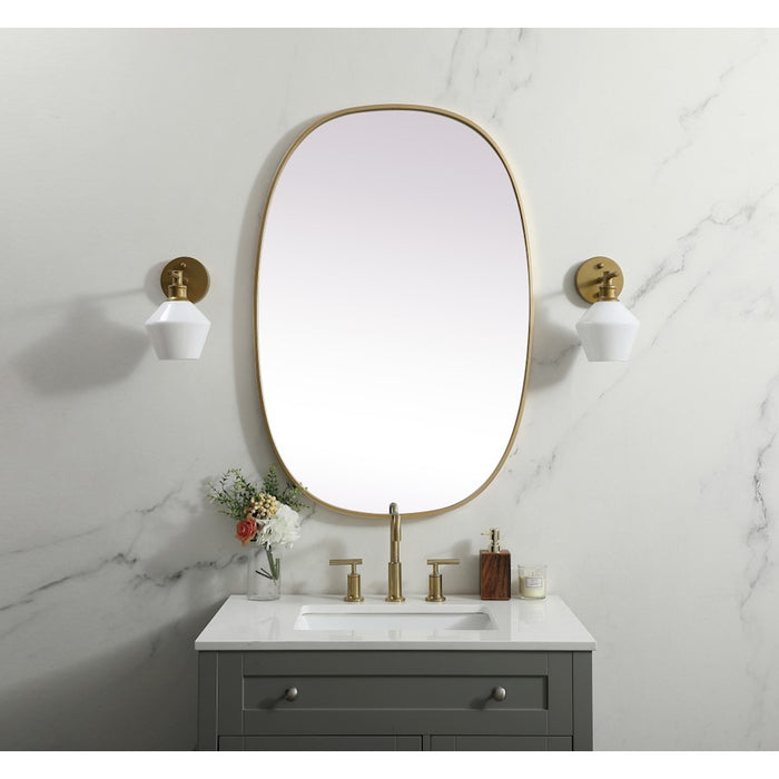 Elegant Decor Brynn Metal Frame Oval Mirror 27X40", Brass