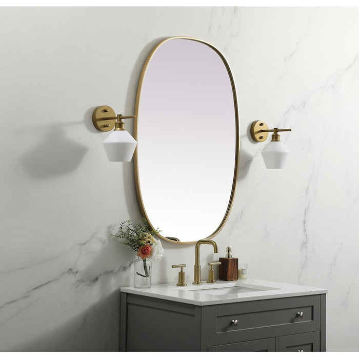 Elegant Decor Brynn Metal Frame Oval Mirror 27X40", Brass