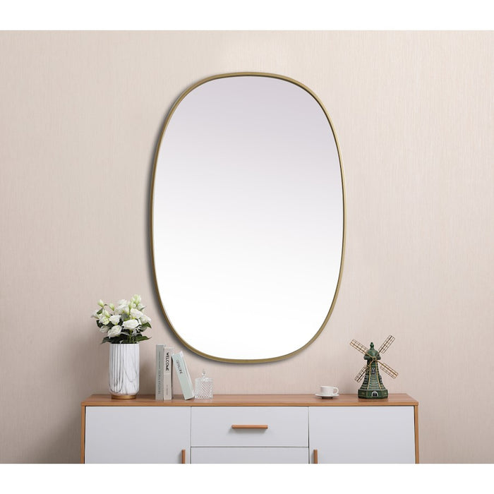 Elegant Decor Brynn Metal Frame Oval Mirror 27X40", Brass