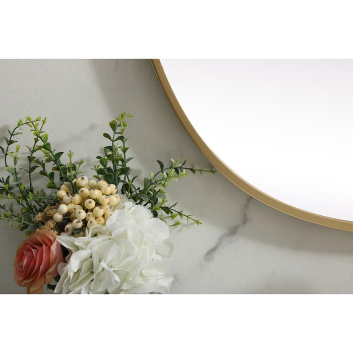 Elegant Decor Brynn Metal Frame Oval Mirror 27X40", Brass