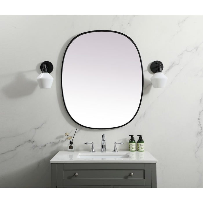 Elegant Decor Brynn Metal Frame Oval Mirror 30X36", Black