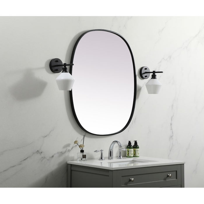 Elegant Decor Brynn Metal Frame Oval Mirror 30X36", Black