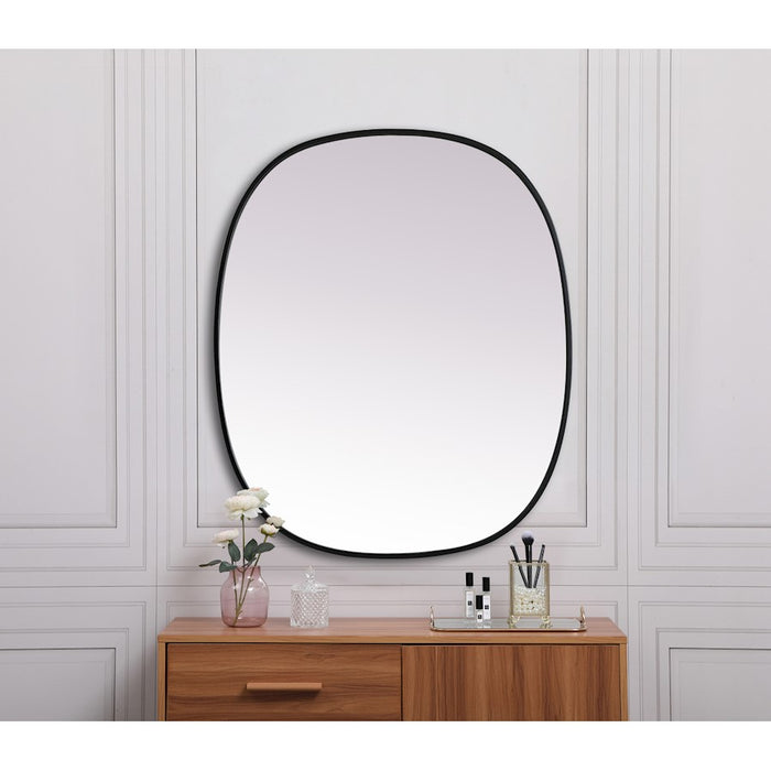 Elegant Decor Brynn Metal Frame Oval Mirror 30X36", Black