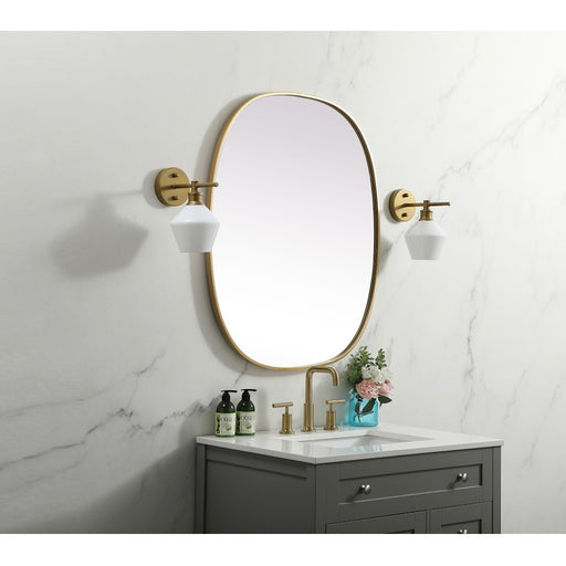 Elegant Decor Brynn Metal Frame Oval Mirror 30X36", Brass