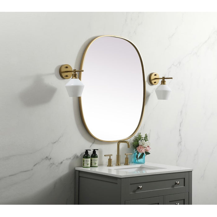 Elegant Decor Brynn Metal Frame Oval Mirror 30X36", Brass