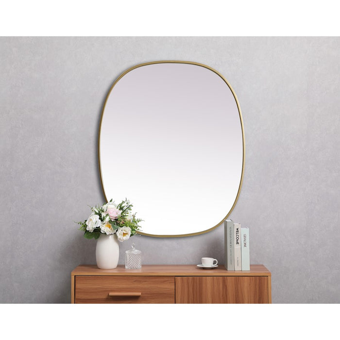 Elegant Decor Brynn Metal Frame Oval Mirror 30X36", Brass