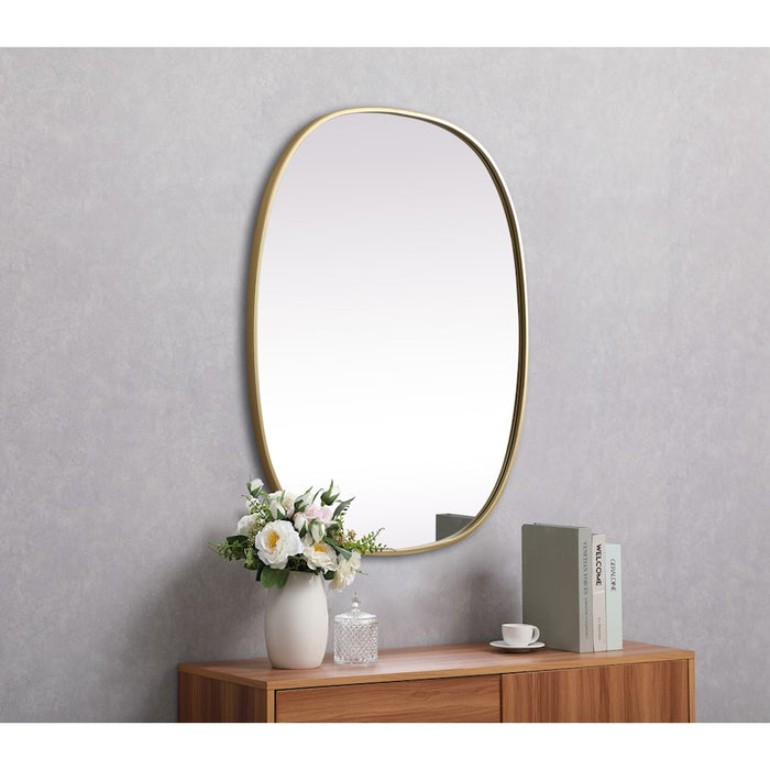 Elegant Decor Brynn Metal Frame Oval Mirror 30X36", Brass