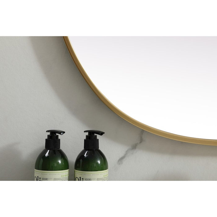 Elegant Decor Brynn Metal Frame Oval Mirror 30X36", Brass