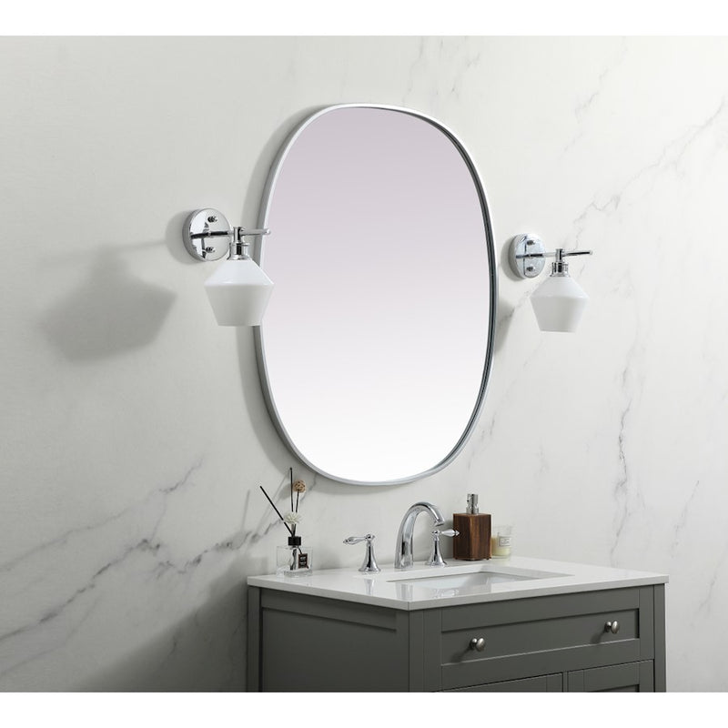 Elegant Decor Brynn Metal Frame Oval Mirror 30X36", Silver