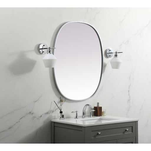 Elegant Decor Brynn Metal Frame Oval Mirror 30X36", Silver