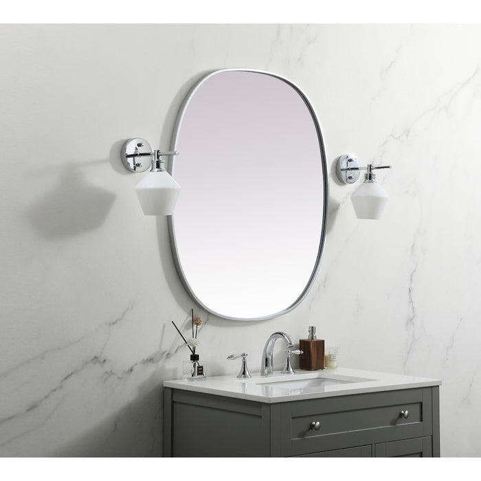 Elegant Decor Brynn Metal Frame Oval Mirror 30X36", Silver