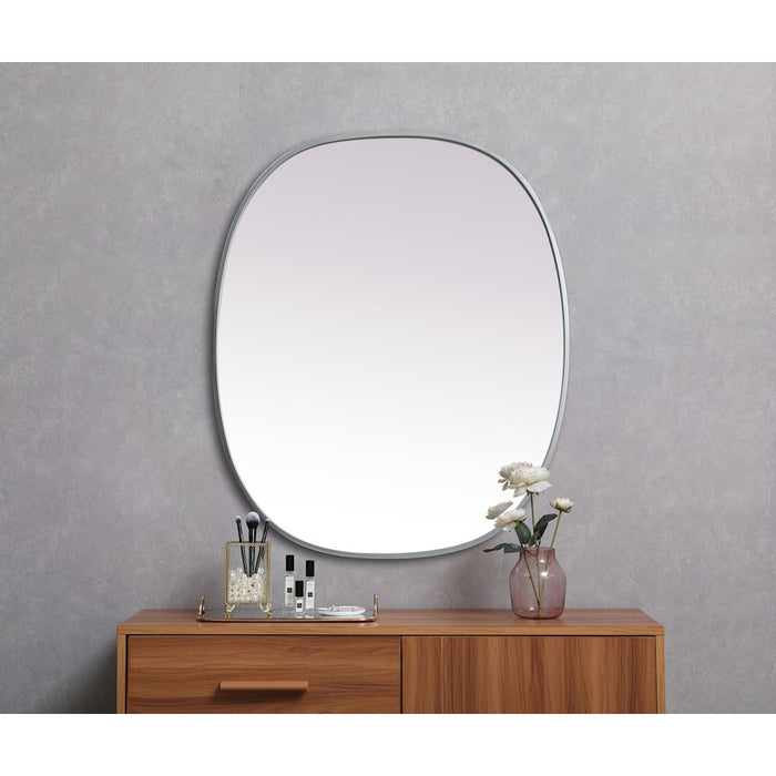 Elegant Decor Brynn Metal Frame Oval Mirror 30X36", Silver
