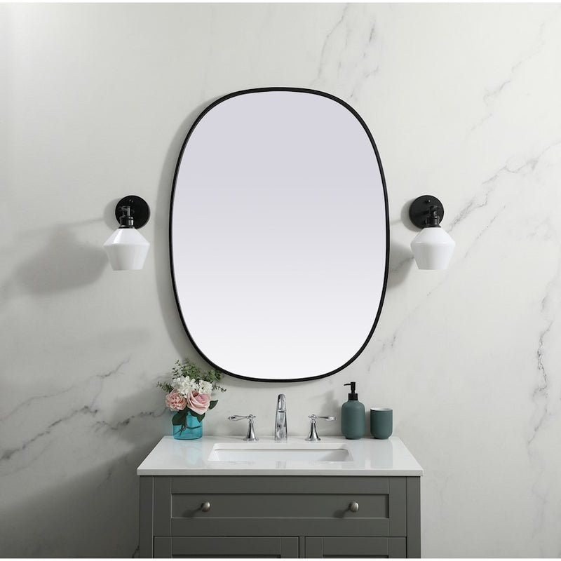Elegant Decor Brynn Metal Frame Oval Mirror 30X40", Black