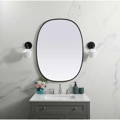 Elegant Decor Brynn Metal Frame Oval Mirror 30X40", Black