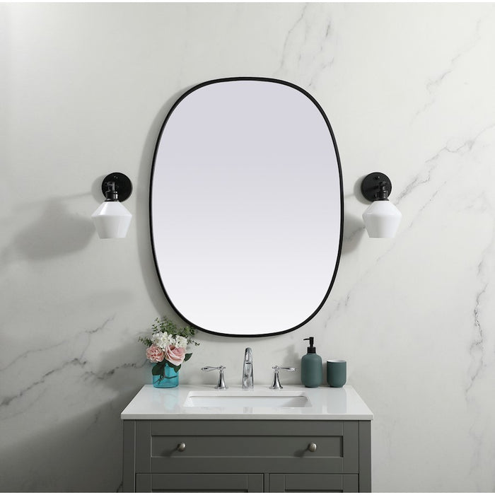 Elegant Decor Brynn Metal Frame Oval Mirror 30X40", Black