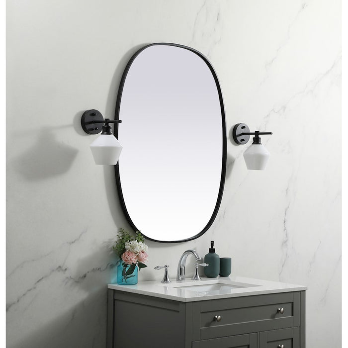 Elegant Decor Brynn Metal Frame Oval Mirror 30X40", Black