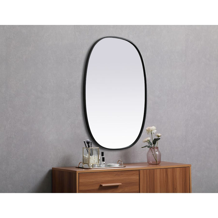 Elegant Decor Brynn Metal Frame Oval Mirror 30X40", Black