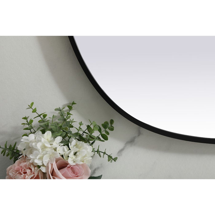 Elegant Decor Brynn Metal Frame Oval Mirror 30X40", Black