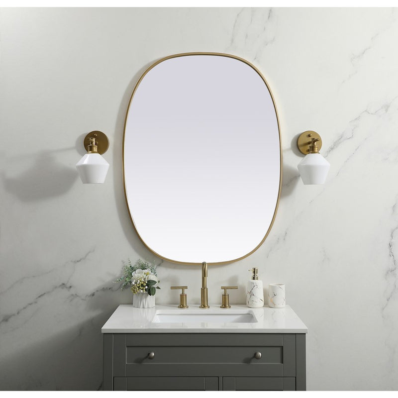 Elegant Decor Brynn Metal Frame Oval Mirror 30X40", Brass