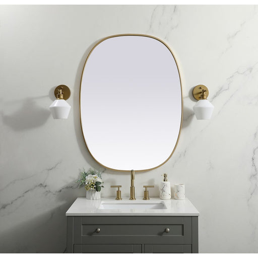 Elegant Decor Brynn Metal Frame Oval Mirror 30X40", Brass