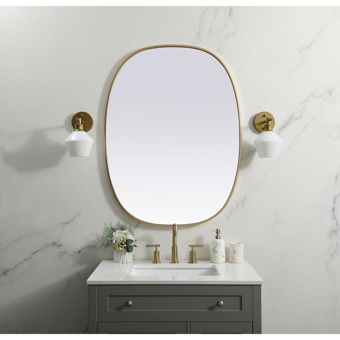 Elegant Decor Brynn Metal Frame Oval Mirror 30X40", Brass