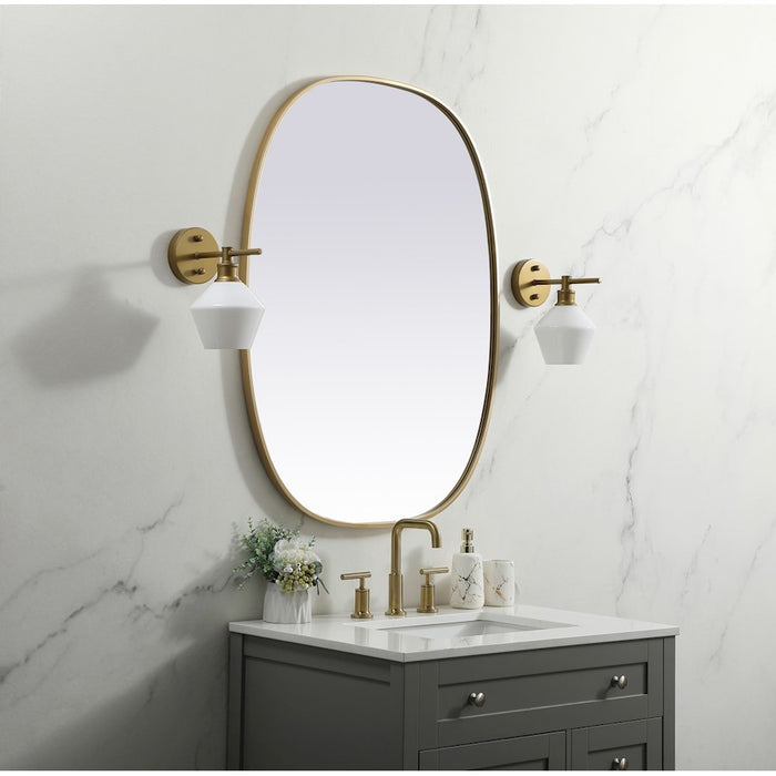 Elegant Decor Brynn Metal Frame Oval Mirror 30X40", Brass